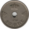 Монета. Норвегия. 50 эре 1926 год. ав.