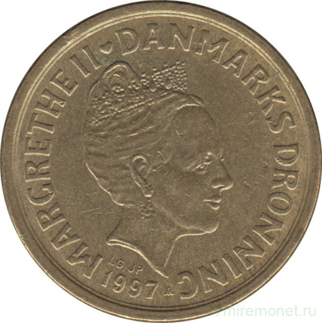 Монета. Дания. 10 крон 1997 год.
