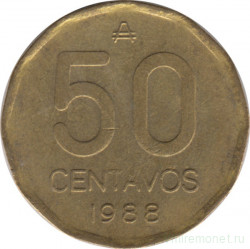 Монета. Аргентина. 50 сентаво 1988 год.