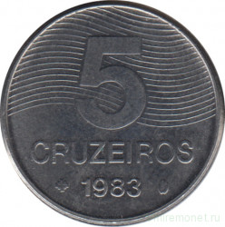 Монета. Бразилия. 5 крузейро 1983 год.