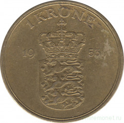 Монета. Дания. 1 крона 1953 год.