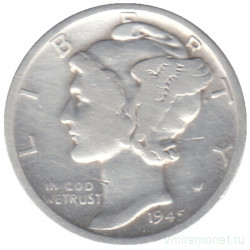 Монета. США. 10 центов 1945 год. Монетный двор S.