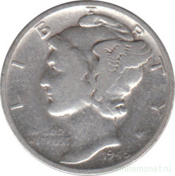 Монета. США. 10 центов 1945 год. Монетный двор S.