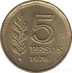 Монета. Аргентина. 5 песо 1976 год.