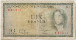 Банкнота. Люксембург. 10 франков 1954 год. Тип 48а (2).