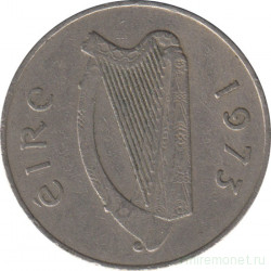 Монета. Ирландия. 10 пенсов 1973 год.
