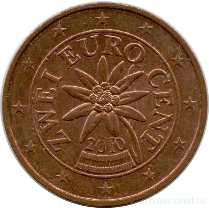 Монета. Австрия. 2 цента 2010 год. 