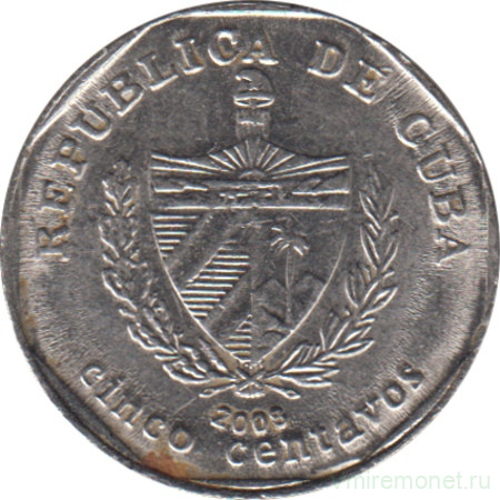 Монета. Куба. 5 сентаво 2008 год (конвертируемый песо).
