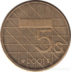 Монета. Нидерланды. 5 гульденов 2001 год.