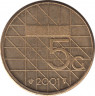 Монета. Нидерланды. 5 гульденов 2001 год. ав.