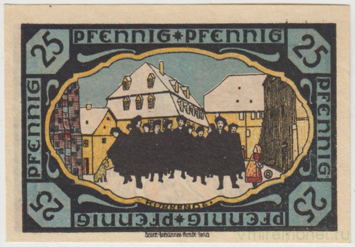 Бона. Нотгельд. Германия. Город Пёсснек. 25 пфеннигов 1921 год. Вариант 1066.1.1.