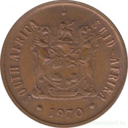 Монета. Южно-Африканская республика (ЮАР). 2 цента 1970 год.