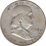 Монета. США. 50 центов 1952 год. Франклин. Монетный двор - Денвер (D). ав.