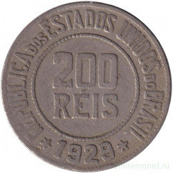 Монета. Бразилия. 200 рейсов 1929 год.