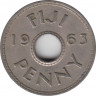 Монета. Фиджи. 1 пенни 1963 год. ав.