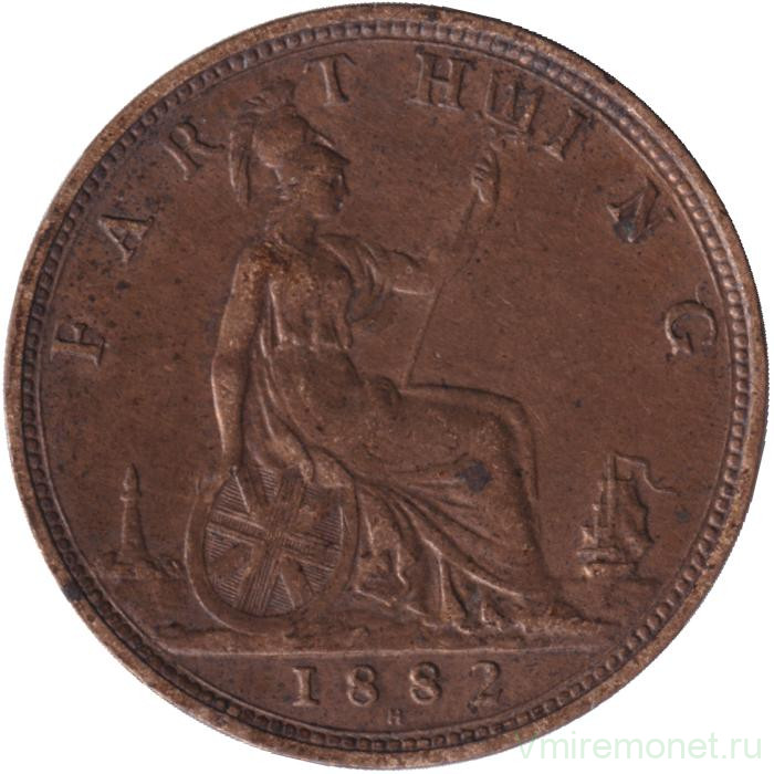 Монета. Великобритания. 1 фартинг 1882 год.