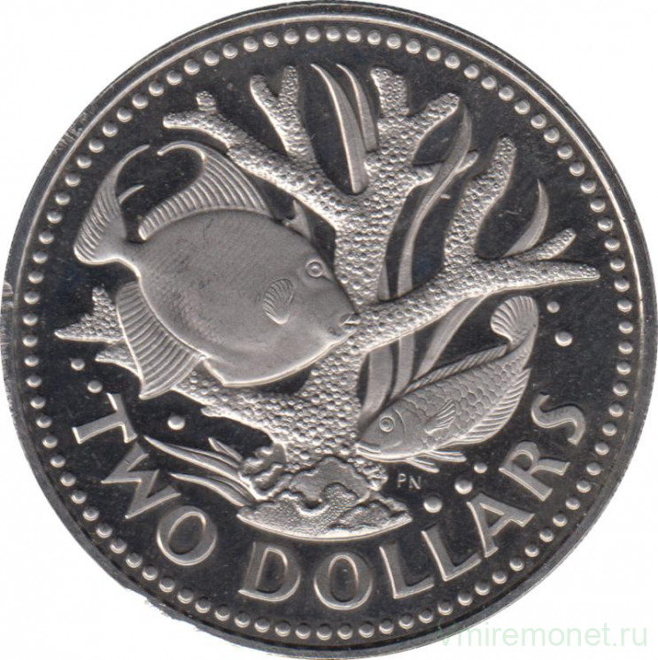 Монета. Барбадос. 2 доллара 1974 год.