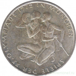Монета. ФРГ. 10 марок 1972 год. XX летние Олимпийские Игры, Мюнхен 1972 - атлеты. (D).