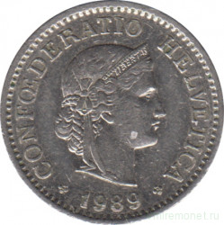 Монета. Швейцария. 10 раппенов 1989 год.