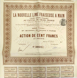 Акция. Франция. Париж. АО "Compagnie Foncière de Constantine". Акция на предъявителя в 100 франков 1911 год.