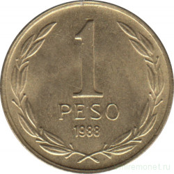 Монета. Чили. 1 песо 1988 год.