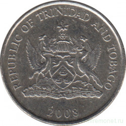 Монета. Тринидад и Тобаго. 25 центов 2008 год.