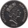 Монета. Новая Зеландия. 5 долларов 1992 год. 25 лет десятичной системе национальной валюты. рев.