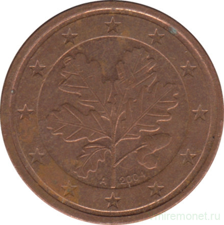 Монета. Германия. 2 цента 2004 год. (A).