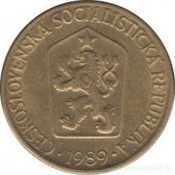 Монета. Чехословакия. 1 крона 1989 год.