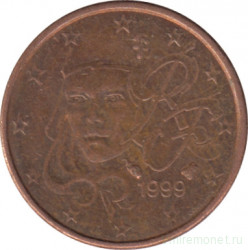 Монета. Франция. 1 цент 1999 год.