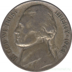 Монета. США. 5 центов 1944 год. Монетный двор D.