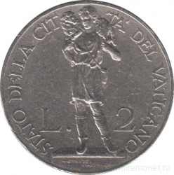 Монета. Ватикан. 2 лиры 1936 год.