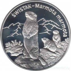 Монета. Польша. 20 злотых 2006 год. Сурок.