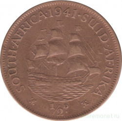 Монета. Южно-Африканская республика (ЮАР). 1/2 пенни 1941 год.