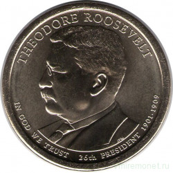 Монета. США. 1 доллар 2013 год. Президент США № 26, Теодор Рузвельт. Монетный двор D.