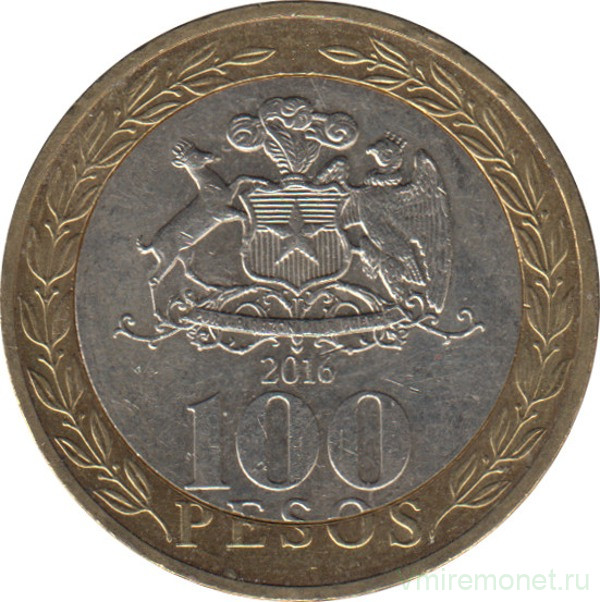 Монета. Чили. 100 песо 2016 год.