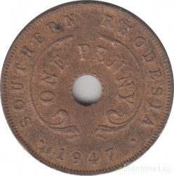 Монета. Южная Родезия. 1 пенни 1947 год.