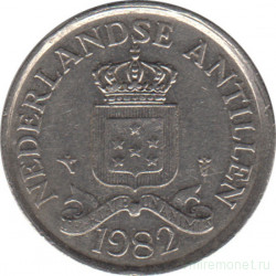 Монета. Нидерландские Антильские острова. 25 центов 1982 год.