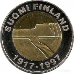 Монета. Финляндия. 25 марок 1997 год. 80 лет независимости Финляндии.