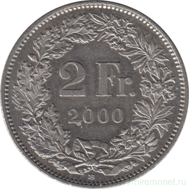 Монета. Швейцария. 2 франка 2000 год.