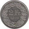  Монета. Швейцария. 2 франка 2000 год. ав.
