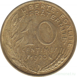 Монета. Франция. 10 сантимов 1970 год.