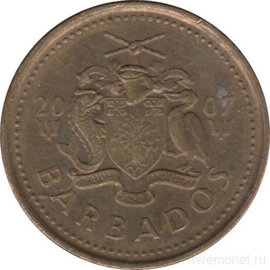 Монета. Барбадос. 5 центов 2007 год. Магнитная.