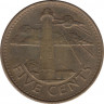 Монета. Барбадос. 5 центов 2007 год. Магнитная. рев.