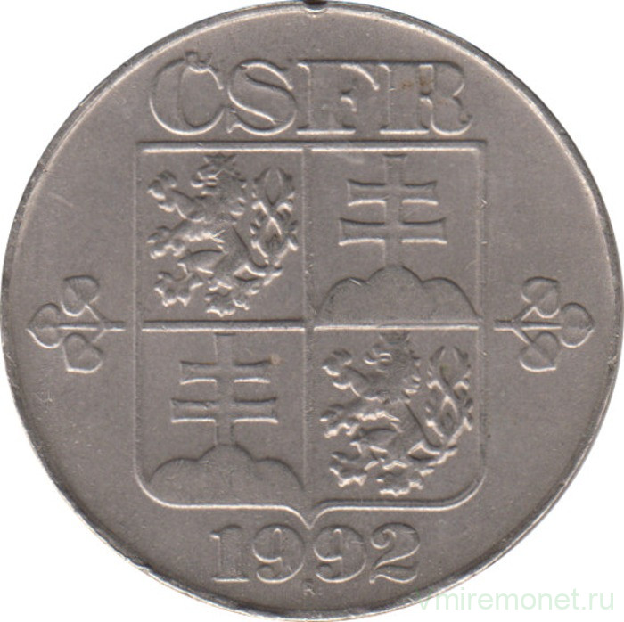 Монета. Чехословакия. 2 кроны 1992 год.
