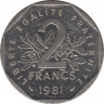 Монета. Франция. 2 франка 1981 год. ав.