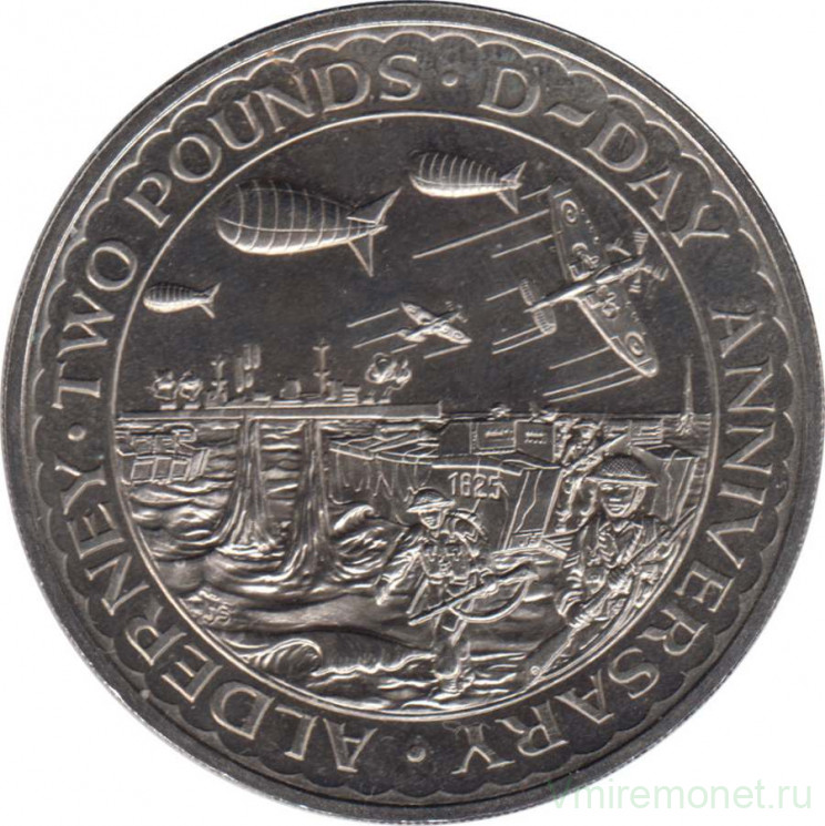 Монета. Великобритания. Остров Олдерни. 2 фунта 1994 год. День D.