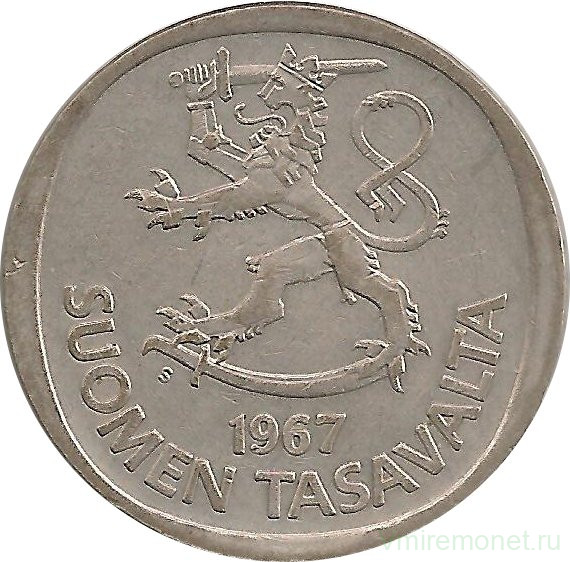 Монета. Финляндия. 1 марка 1967 год.