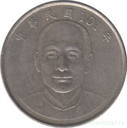 Монета. Тайвань. 10 долларов 2012 год. (101-й год Китайской республики).
