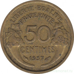 Монета. Франция. 50 сантимов 1937 год.